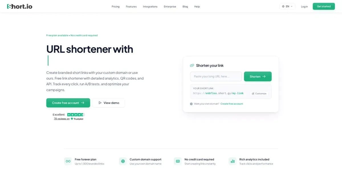 Short.io primary screenshot